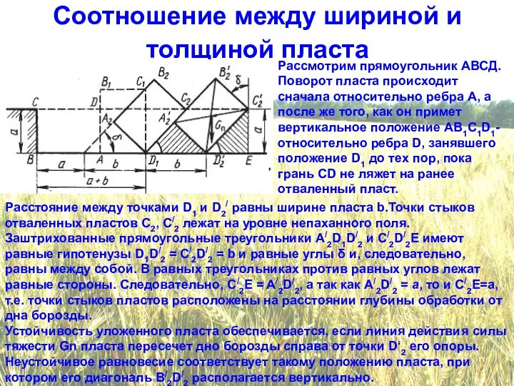 Соотношение между шириной и толщиной пласта Рассмотрим прямоугольник АВСД. Поворот пласта происходит