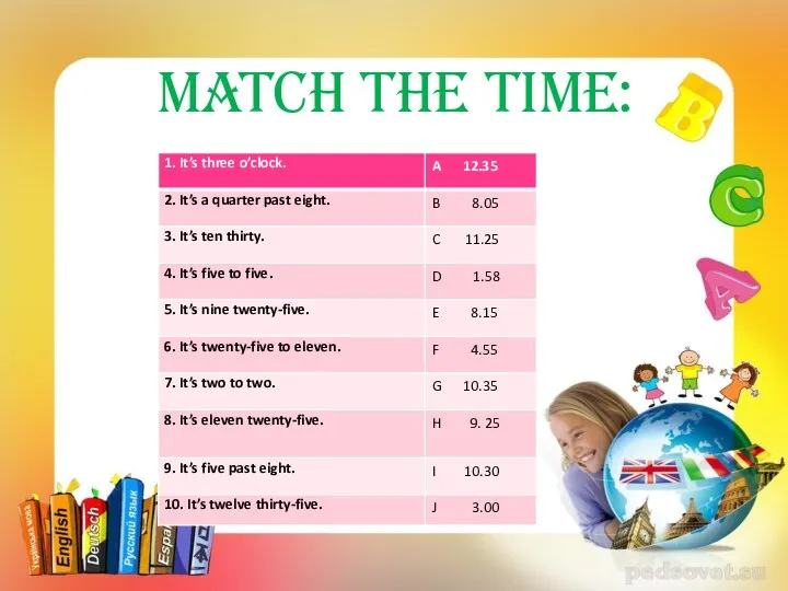 Match the time:
