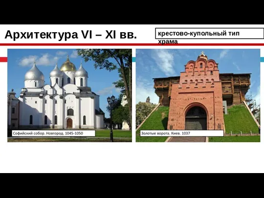 Архитектура VI – XI вв. крестово-купольный тип храма