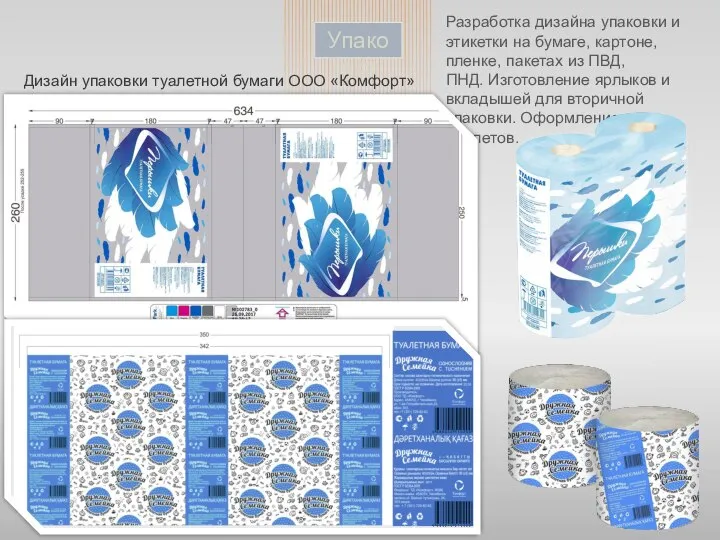 Упаковка Разработка дизайна упаковки и этикетки на бумаге, картоне, пленке, пакетах из