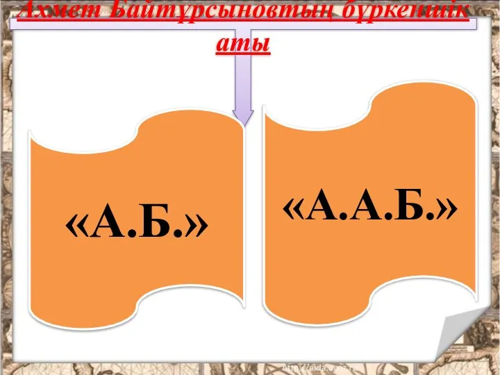 Ахмет Байтұрсыновтың бүркеншік аты «А.Б.» «А.А.Б.»