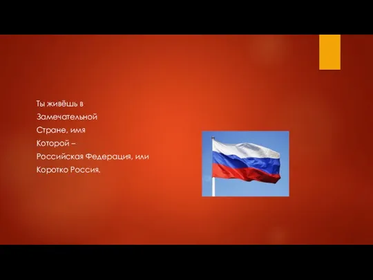 Ты живёшь в Замечательной Стране, имя Которой – Российская Федерация, или Коротко Россия.