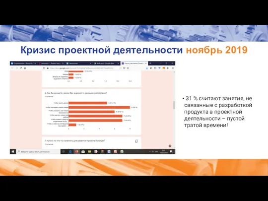 Кризис проектной деятельности ноябрь 2019 31 % считают занятия, не связанные с