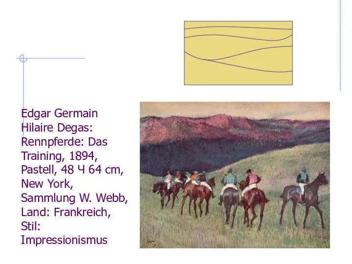 Edgar Germain Hilaire Degas: Rennpferde: Das Training, 1894, Pastell, 48 Ч 64