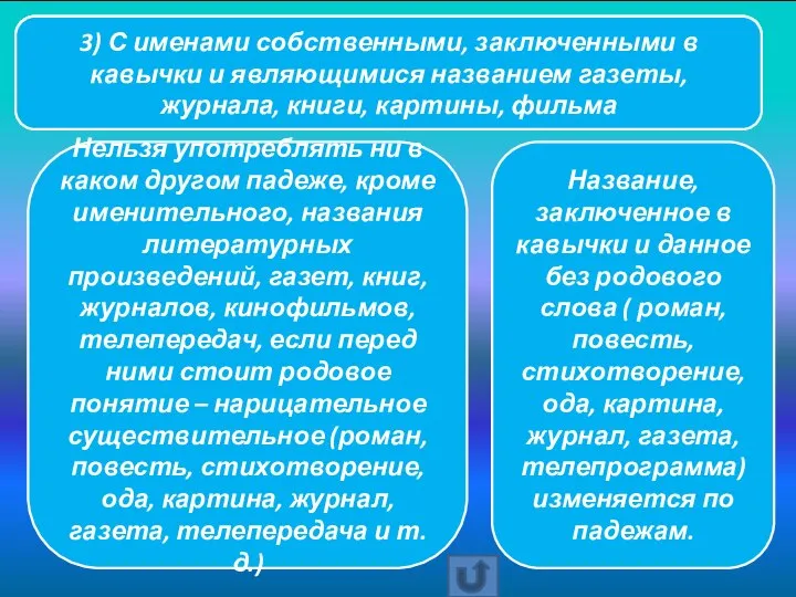 Название, заключенное в кавычки и данное без родового слова ( роман, повесть,