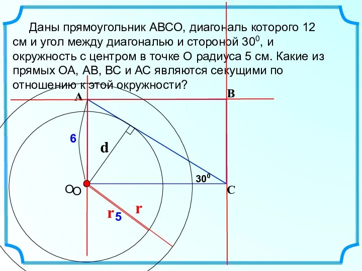 Даны прямоугольник АВСО, диагональ которого 12 см и угол между диагональю и