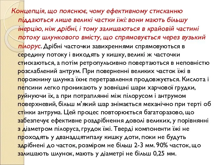 Концепція, що пояснює, чому ефективному стисканню піддаються лише великі частки їжі: вони