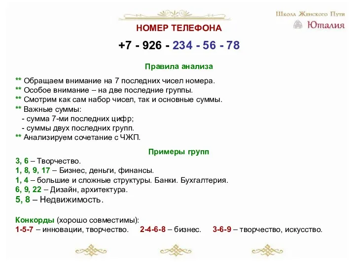 НОМЕР ТЕЛЕФОНА +7 - 926 - 234 - 56 - 78 Правила