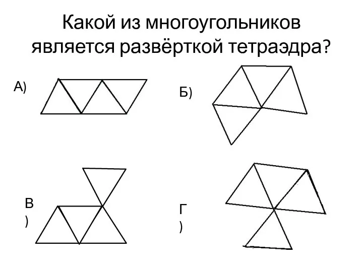 Какой из многоугольников является развёрткой тетраэдра?