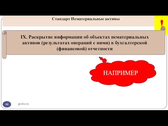 gosbu.ru Стандарт Нематериальные активы ! IX. Раскрытие информации об объектах нематериальных активов