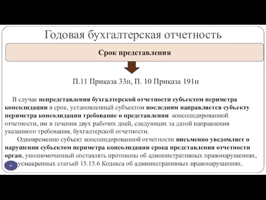 Годовая бухгалтерская отчетность gosbu.ru Срок представления П.11 Приказа 33н, П. 10 Приказа