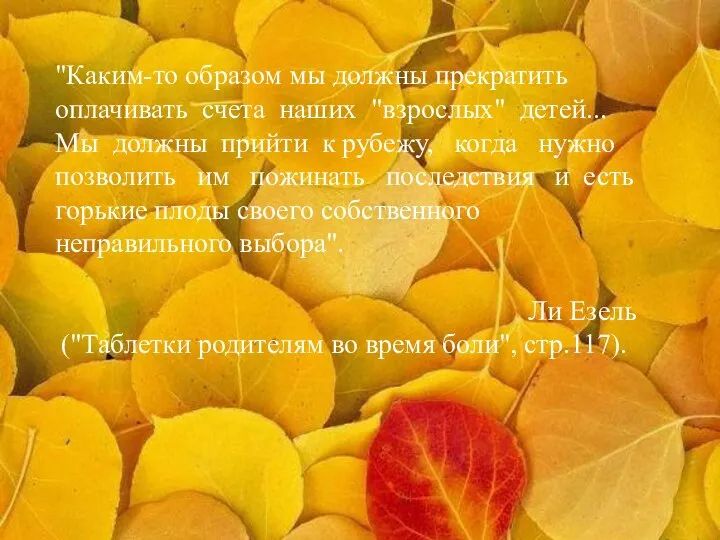 "Каким-то образом мы должны прекратить оплачивать счета наших "взрослых" детей... Мы должны