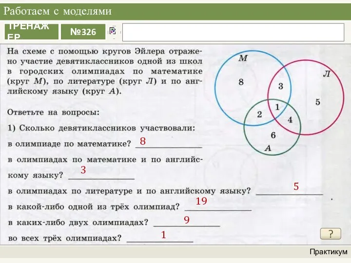 Работаем с моделями Практикум ? 8 3 5 19 9 1