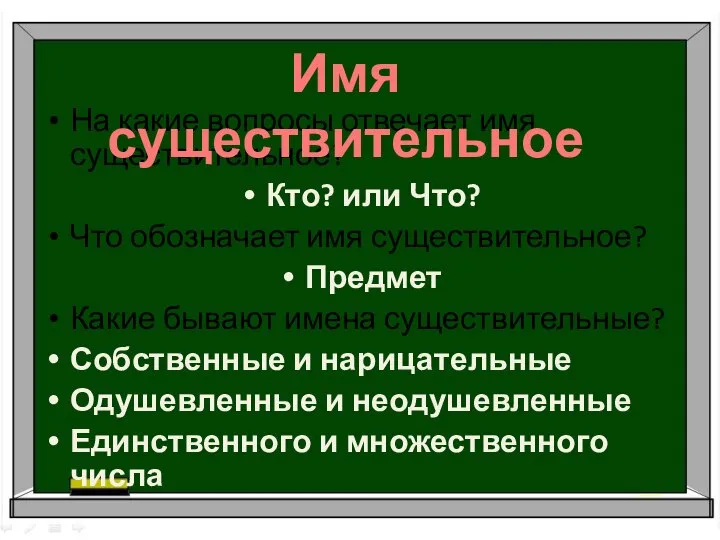 На какие вопросы отвечает имя существительное? Кто? или Что? Что обозначает имя