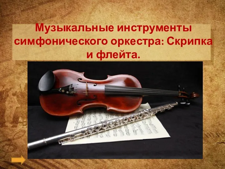 Музыкальные инструменты симфонического оркестра: Скрипка и флейта.