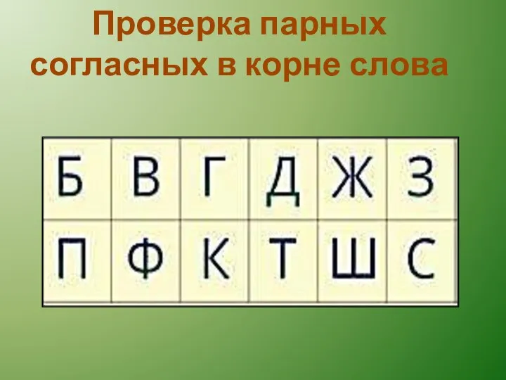 Проверка парных согласных в корне слова