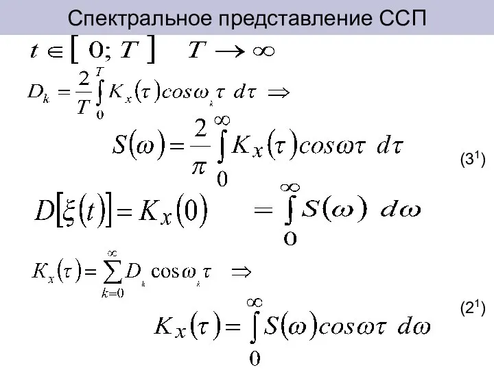 Спектральное представление ССП (21) (31)