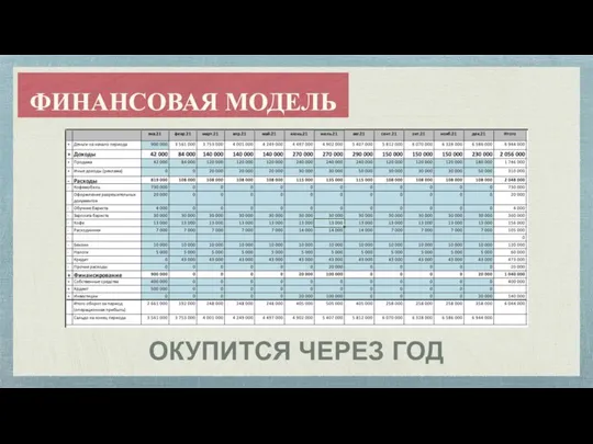 ФИНАНСОВАЯ МОДЕЛЬ ОКУПИТСЯ ЧЕРЕЗ ГОД