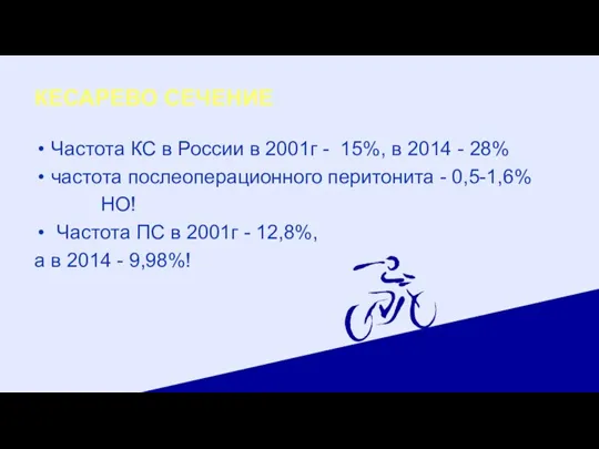 КЕСАРЕВО СЕЧЕНИЕ Частота КС в России в 2001г - 15%, в 2014