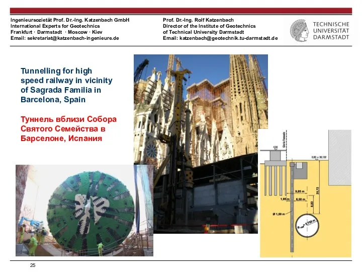 Tunnelling for high speed railway in vicinity of Sagrada Familia in Barcelona,