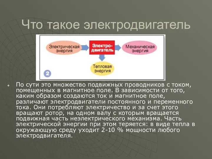 Что такое электродвигатель По сути это множество подвижных проводников с током, помещенных