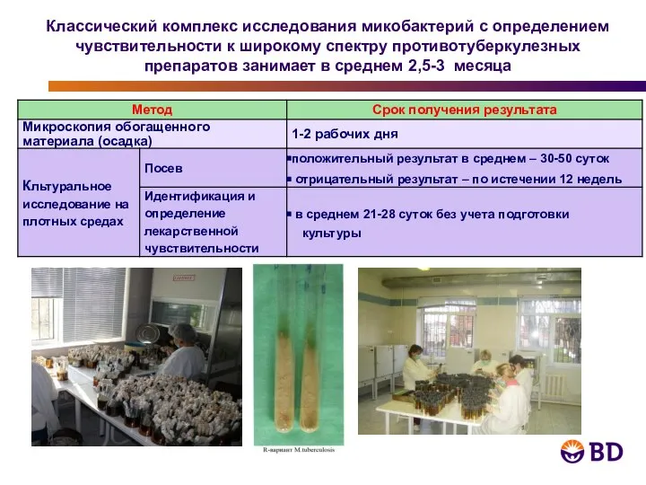 Классический комплекс исследования микобактерий с определением чувствительности к широкому спектру противотуберкулезных препаратов