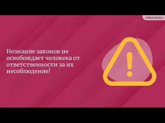 Незнание законов не освобождает человека от ответственности за их несоблюдение!