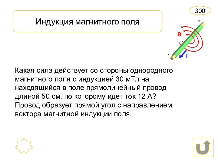 Индукция магнитного поля 300 Какая сила действует со стороны однородного магнитного поля