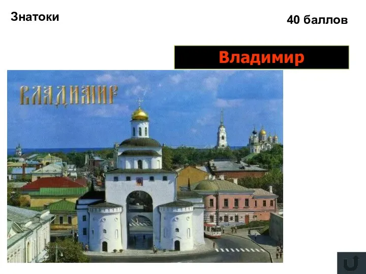 Знатоки 40 баллов Какой город Центрального района России «носит» мужское имя? Владимир