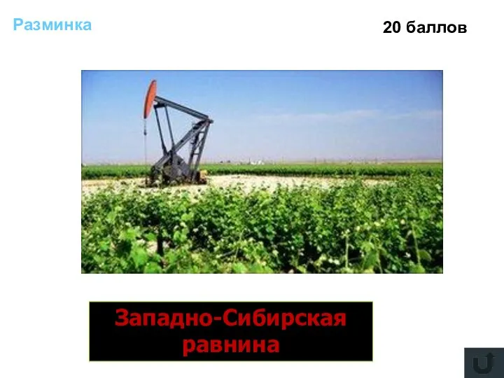 20 баллов Равнина в России богатая нефтью Западно-Сибирская равнина Разминка