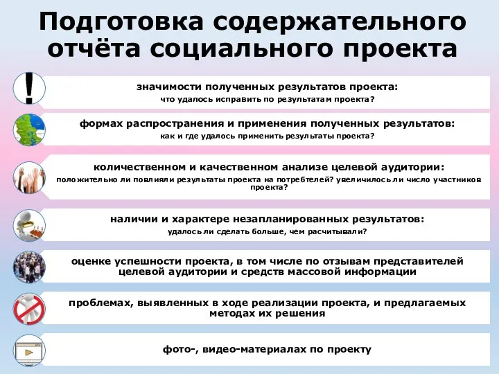 Подготовка содержательного отчёта социального проекта