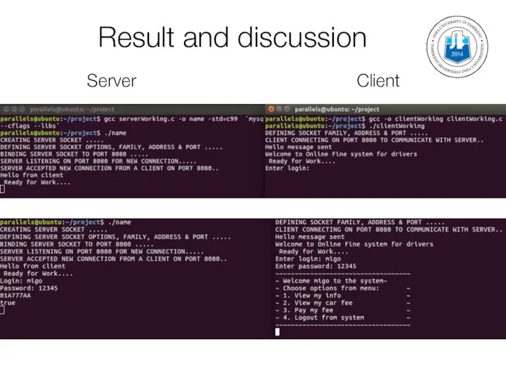 Result and discussion Client Server