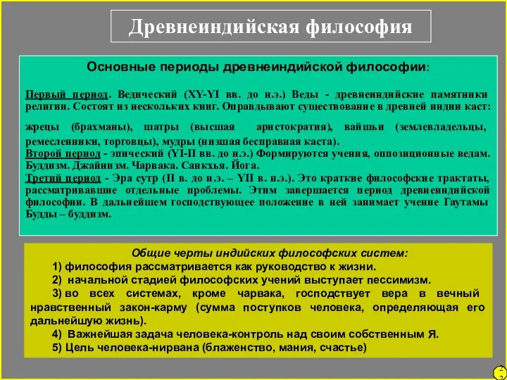 Основные периоды древнеиндийской философии: Первый период. Ведический (XY-YI вв. до н.э.) Веды