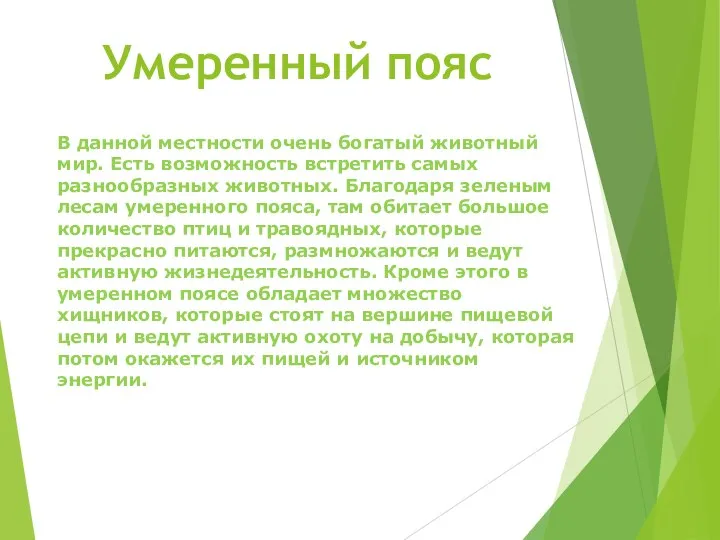 Умеренный пояс В данной местности очень богатый животный мир. Есть возможность встретить