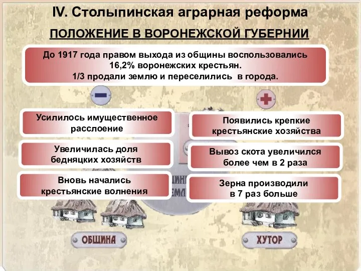 IV. Столыпинская аграрная реформа ПОЛОЖЕНИЕ В ВОРОНЕЖСКОЙ ГУБЕРНИИ До 1917 года правом