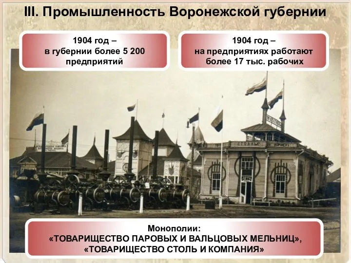 III. Промышленность Воронежской губернии 1904 год – в губернии более 5 200