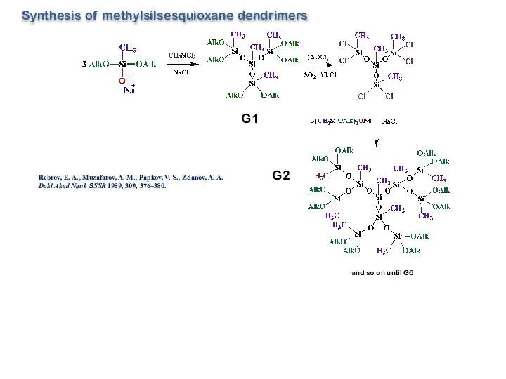 G1 G2 Synthesis of methylsilsesquioxane dendrimers Rebrov, E. A., Muzafarov, A. M.,