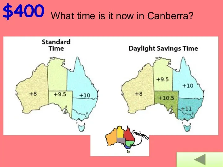 $400 What time is it now in Canberra?