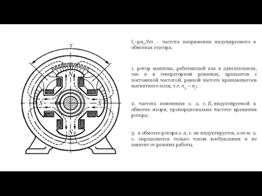 f1=pn2/60 – частота напряжения индуцируемого в обмотках статора. 1. ротор машины, работающей