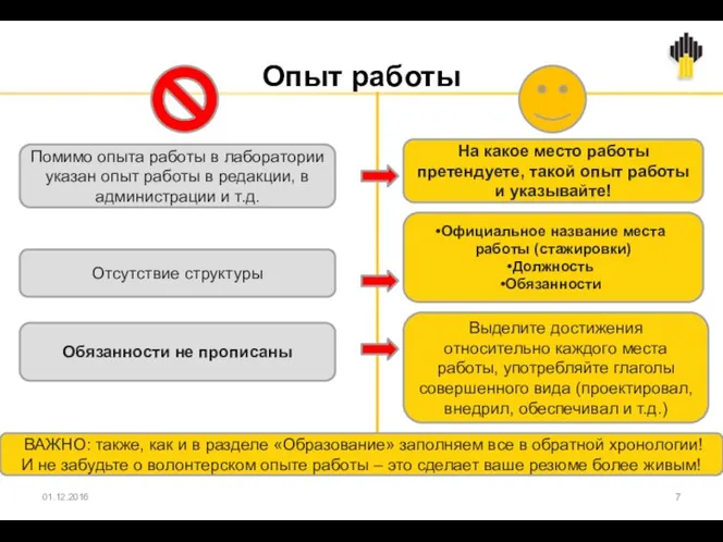 01.12.2016 Обязанности не прописаны На какое место работы претендуете, такой опыт работы