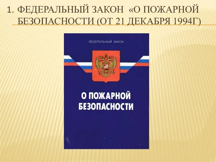 ФЕДЕРАЛЬНЫЙ ЗАКОН «О ПОЖАРНОЙ БЕЗОПАСНОСТИ (ОТ 21 ДЕКАБРЯ 1994Г)