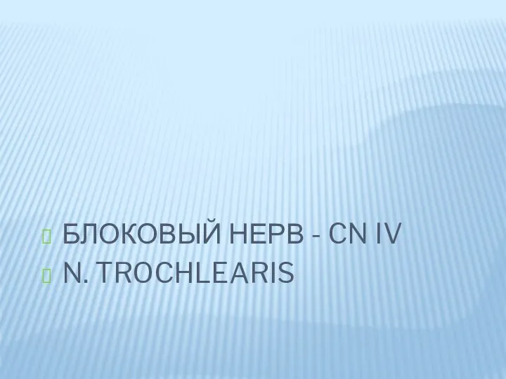 БЛОКОВЫЙ НЕРВ - CN IV N. TROCHLEARIS
