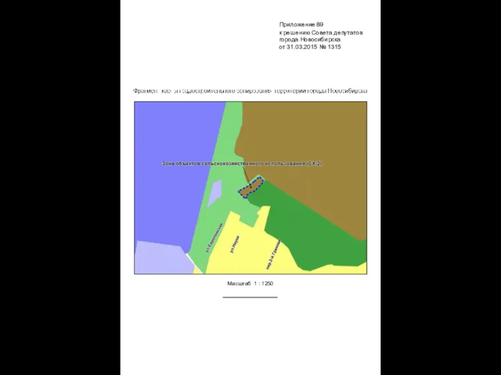 Масштаб 1 : 1250 Приложение 89 к решению Совета депутатов города Новосибирска от 31.03.2015 № 1315