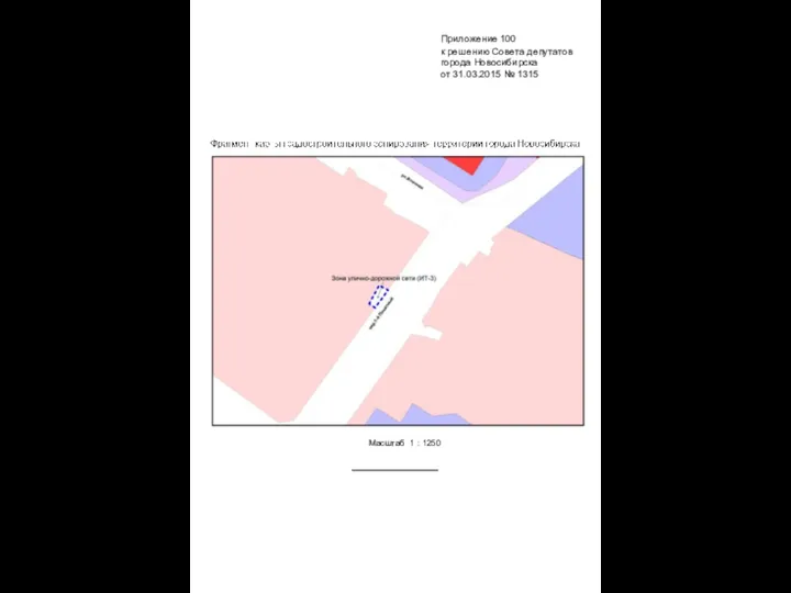 Масштаб 1 : 1250 Приложение 100 к решению Совета депутатов города Новосибирска от 31.03.2015 № 1315