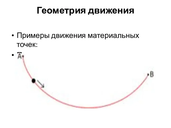 Геометрия движения Примеры движения материальных точек: По окружности