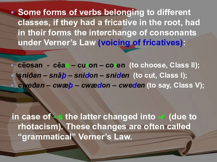 Some forms of verbs belonging to different classes, if they had a