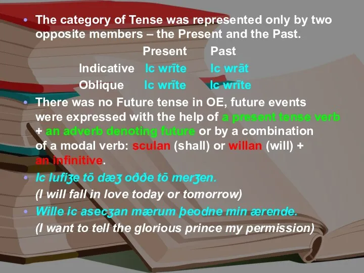 The category of Tense was represented only by two opposite members –