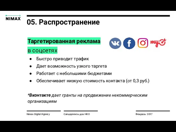 Nimax Digital Agency Спецпроекты для НКО Февраль 2017 Таргетированная реклама в соцсетях