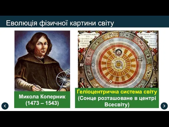 Микола Коперник (1473 – 1543) Еволюція фізичної картини світу Геліоцентрична система світу