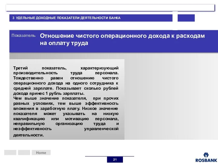 Home Показатель Отношение чистого операционного дохода к расходам на оплату труда Третий